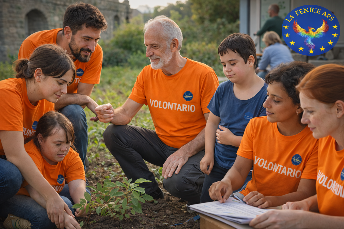 Volontari impegnati in un’attività all’aperto