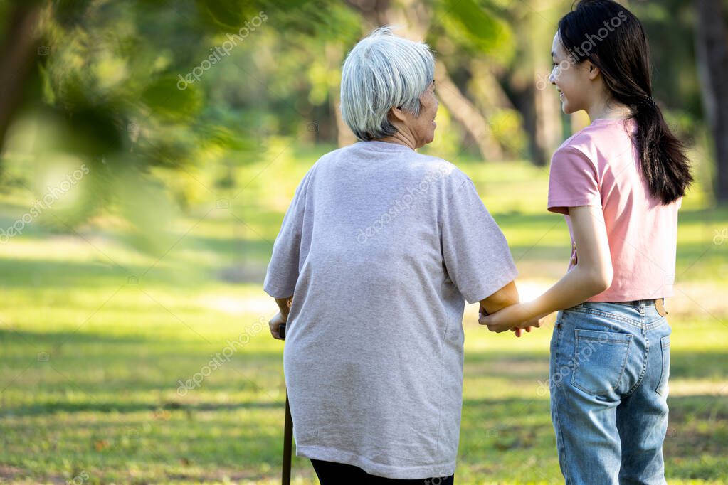 Famiglie che camminano insieme su un sentiero nel verde